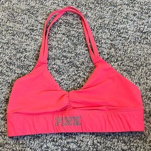 PINK Victoria’s Secret Ultimate Unlined Hot Pink Halter Sports Bra Size XS